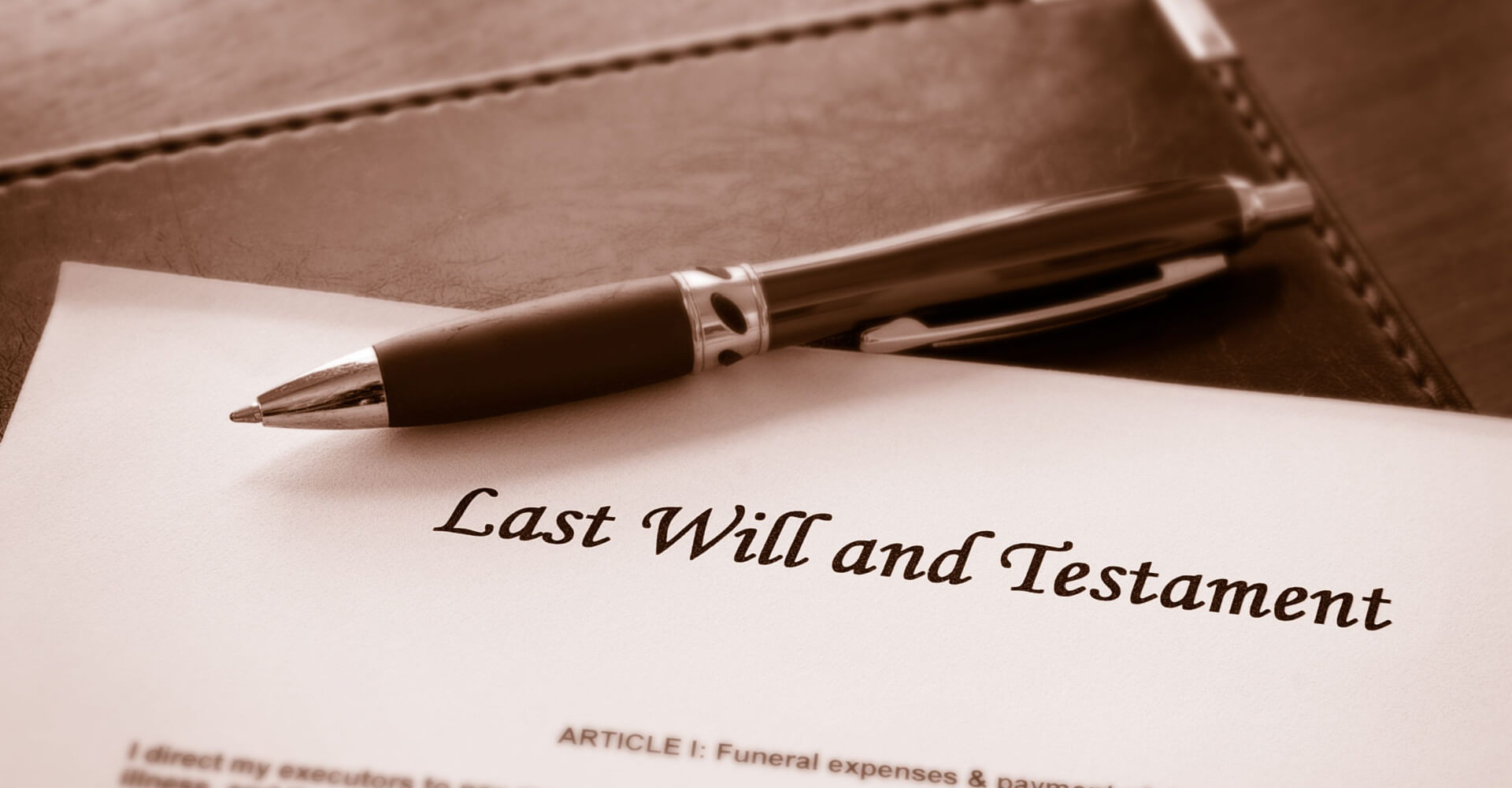 Last Will and testament document with pen